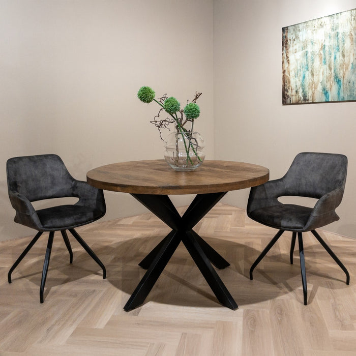 Eettafel Rocky Mangohout Naturel hout 120 cm-Eettafels-Livingfurn