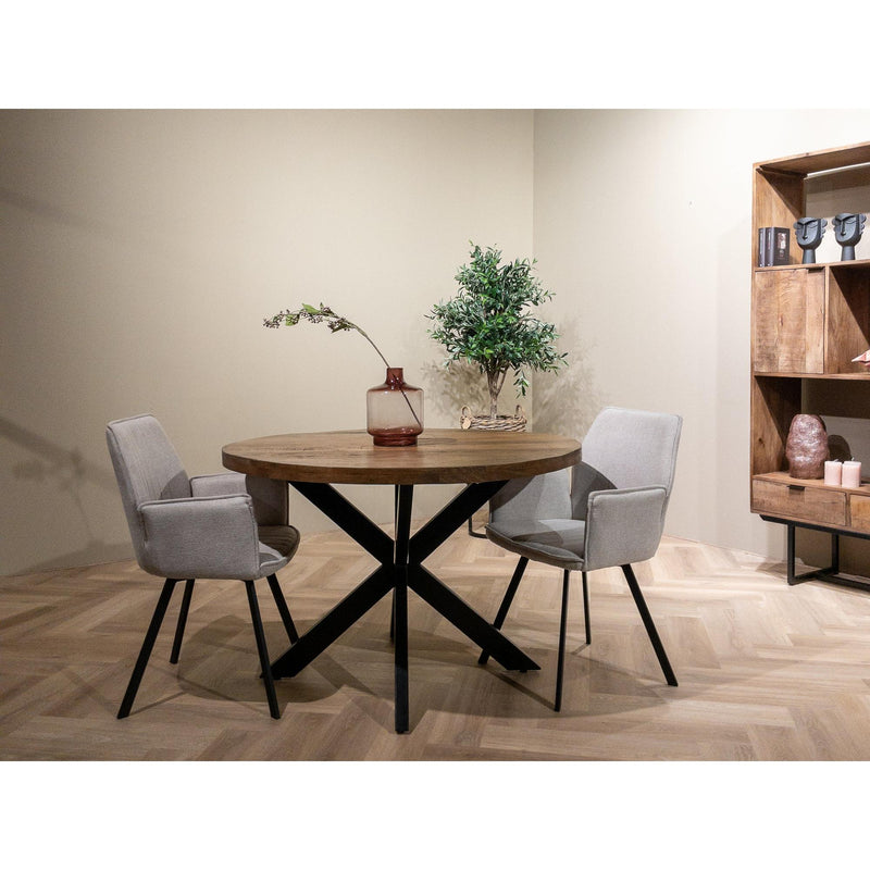 Eettafel Rocky Mangohout Naturel hout 140 cm 140x140x76 cm-Eettafels-Livingfurn