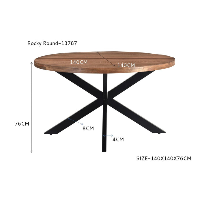 Eettafel Rocky Mangohout Naturel hout 140 cm 140x140x76 cm-Eettafels-Livingfurn