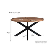 Eettafel Rocky Mangohout Naturel hout 150 cm 150x150x76 cm-Eettafels-Livingfurn