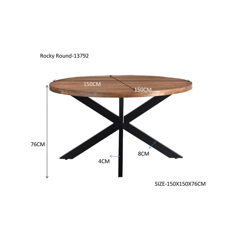 Eettafel Rocky Mangohout Naturel hout 150 cm 150x150x76 cm-Eettafels-Livingfurn