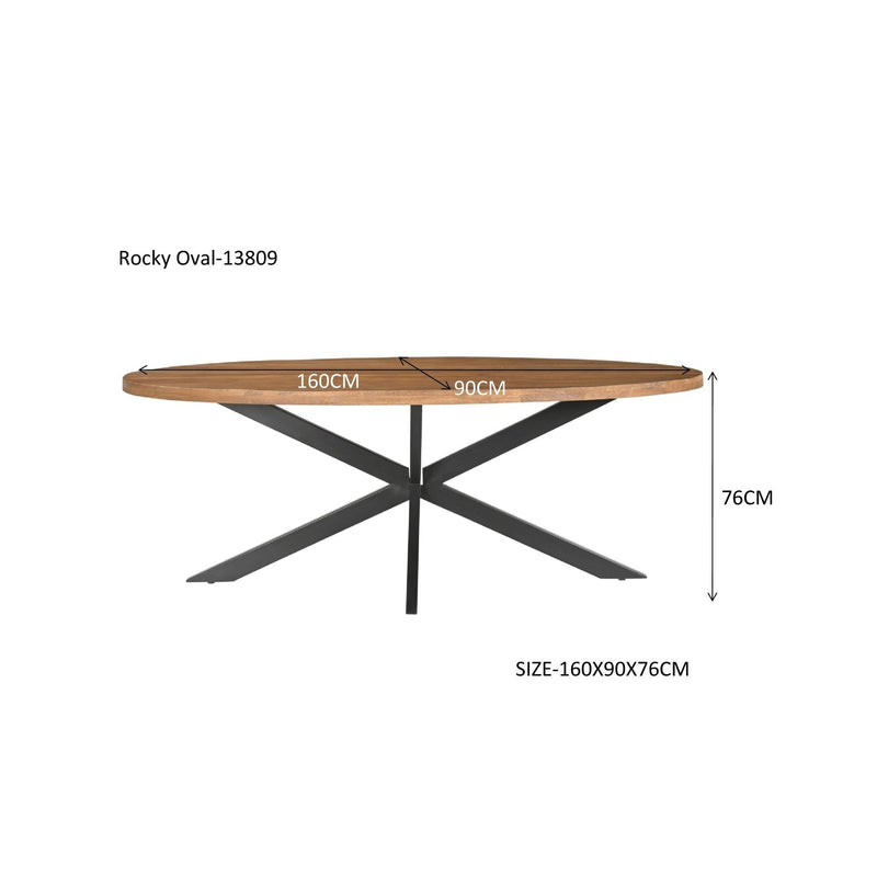 Eettafel Rocky Mangohout Naturel hout 160x90 cm-Eettafels-Livingfurn