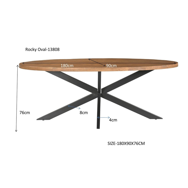 Eettafel Rocky Mangohout Naturel hout 180x90 cm-Eettafels-Livingfurn