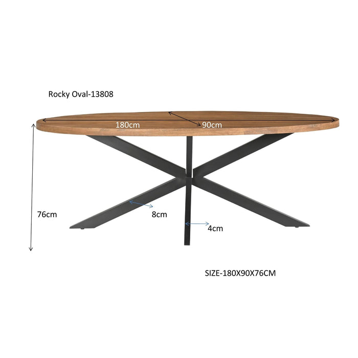 Eettafel Rocky Mangohout Naturel hout 180x90 cm-Eettafels-Livingfurn