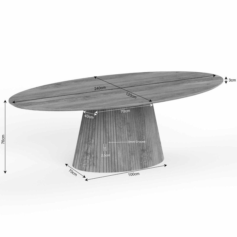 Eettafel Solana 240 cm Ovaal Taupe 240x120x76 cm-Eettafels-Starfurn
