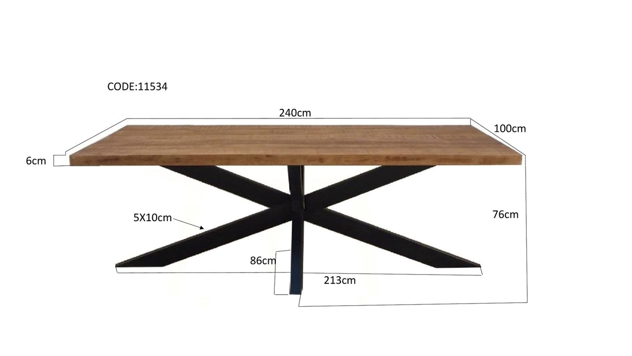 Eettafel Sturdy Spider Mangohout Naturel-Eettafels-Livingfurn