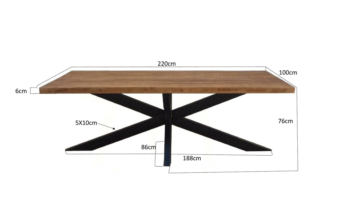 Eettafel Sturdy Spider Mangohout Naturel-Eettafels-Livingfurn