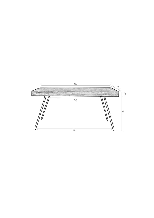 Eettafel Suri Teak Hout Naturel 160x78 cm-Eettafels-Creating Home