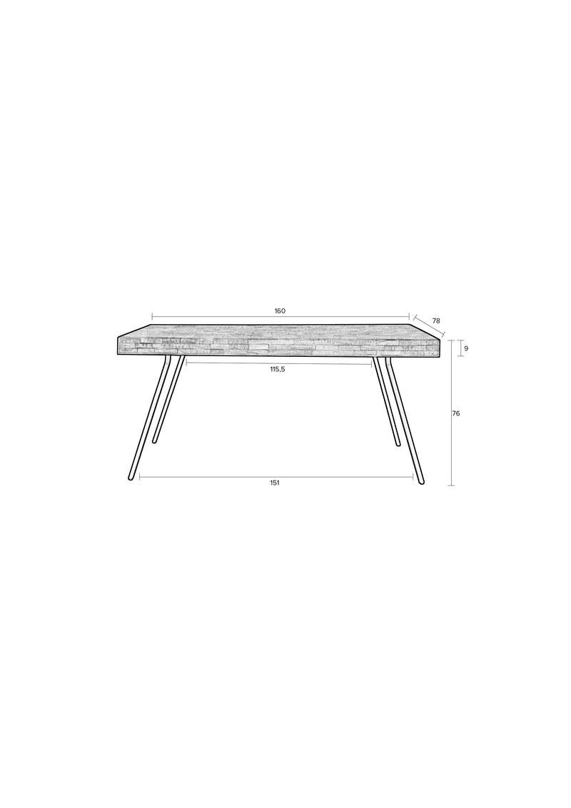 Eettafel Suri Teak Hout Naturel 160x78 cm-Eettafels-Creating Home