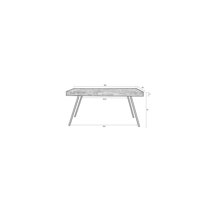 Eettafel Suri Teak Hout Naturel 180x90 cm-Eettafels-Creating Home