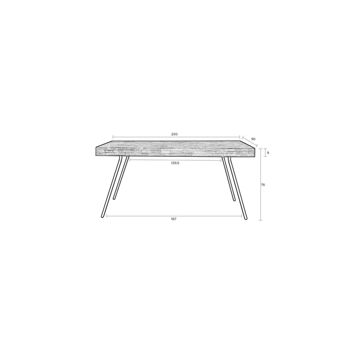 Eettafel Suri Teak Hout Naturel 200x90 cm-Eettafels-Creating Home