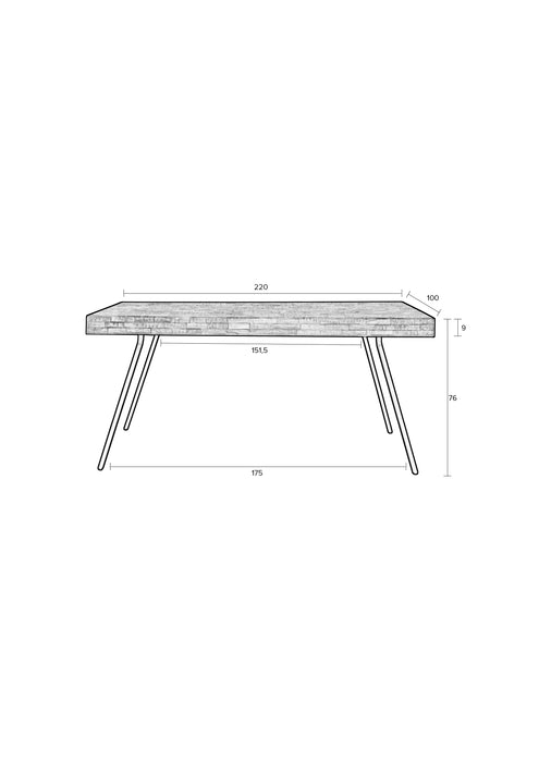 Eettafel Suri Teak Hout Naturel 220x100 cm-Eettafels-Creating Home