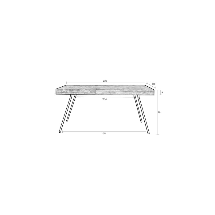 Eettafel Suri Teak Hout Naturel 220x100 cm-Eettafels-Creating Home