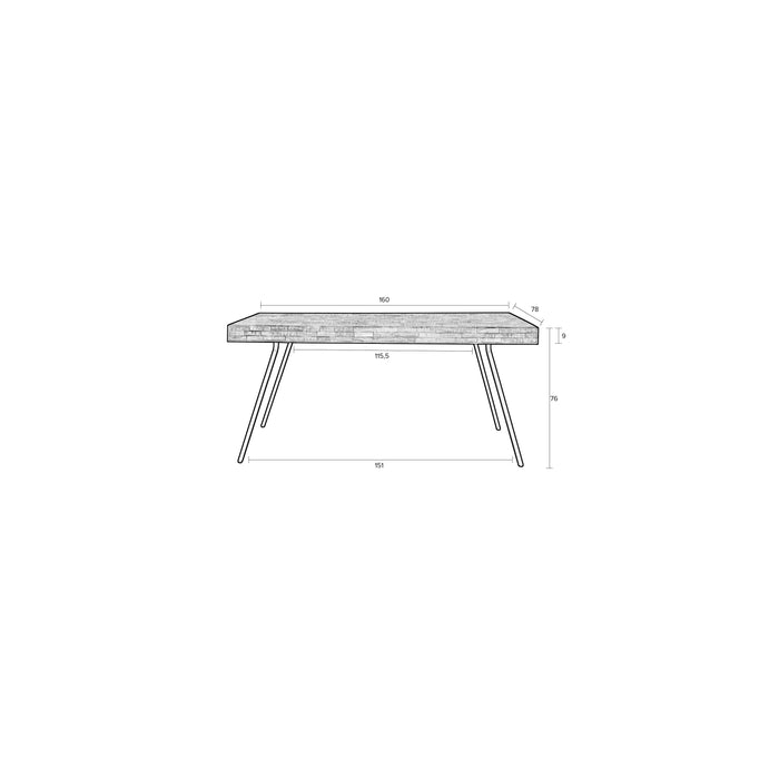 Eettafel Suri Teak Hout Zwart 160x78 cm-Eettafels-Creating Home