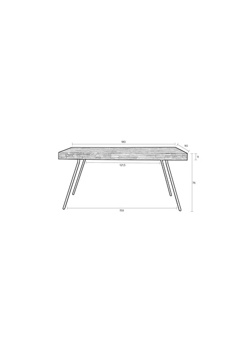Eettafel Suri Teak Hout Zwart 180x90 cm-Eettafels-Creating Home