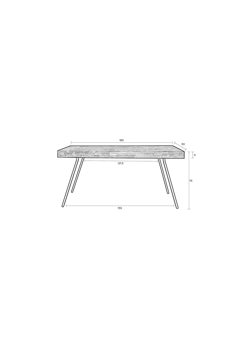 Eettafel Suri Teak Hout Zwart 180x90 cm-Eettafels-Creating Home