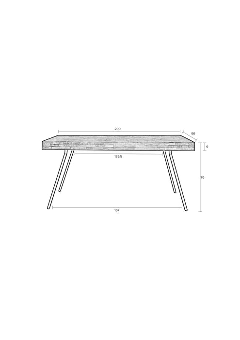 Eettafel Suri Teak Hout Zwart 200x90 cm-Eettafels-Creating Home