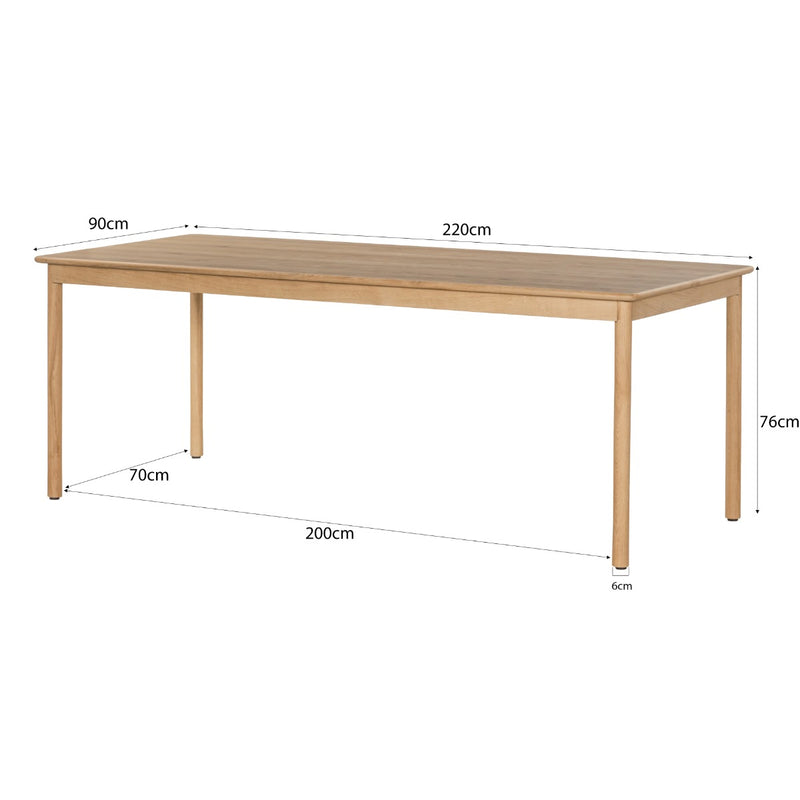 Eettafel Tobago Eikenhout fineer Naturel hout 220x90 cm-Eettafels-Livingfurn