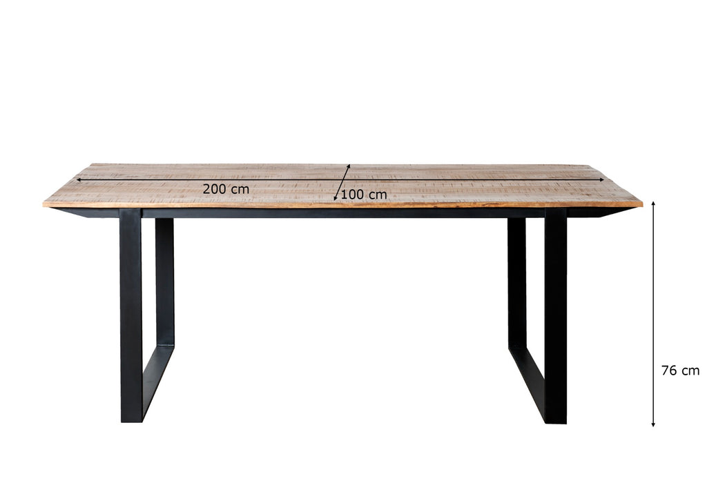 Eettafel Valdez Mangohout Naturel hout 200x100 cm-Eettafels-Livingfurn