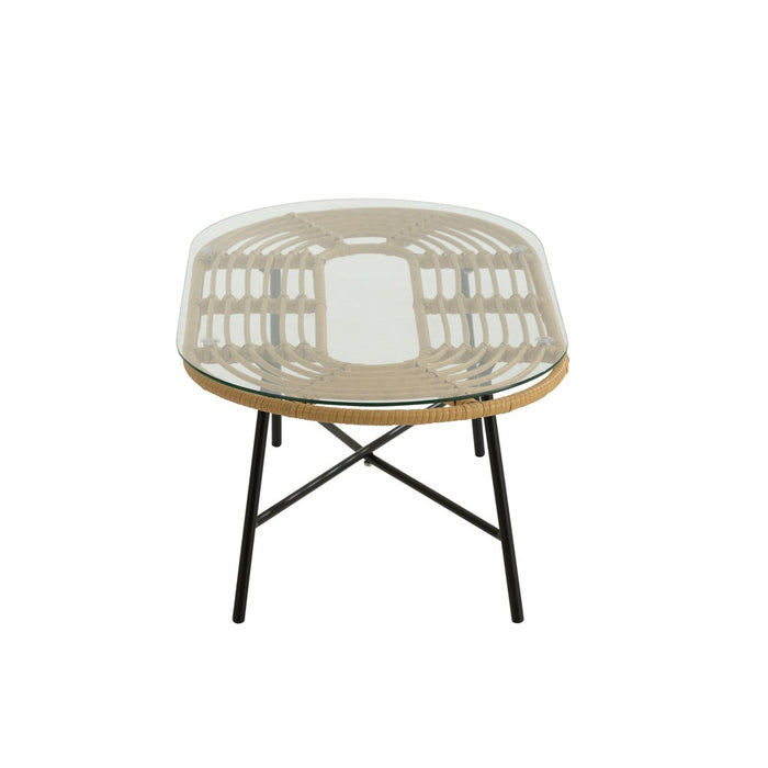 Eettafel Zwart Rotan Ovaal 50x90 cm-Eettafels-J-Line