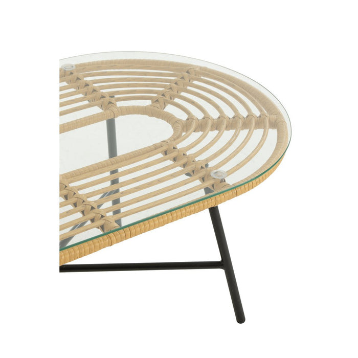 Eettafel Zwart Rotan Ovaal 50x90 cm-Eettafels-J-Line