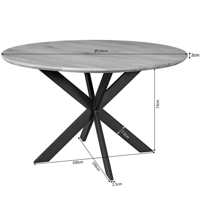 Eiken eettafel Ferris - Rond 130 cm - Bruin-Eettafels-Starfurn