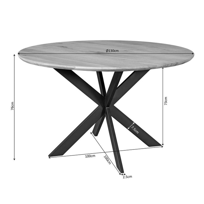 Eiken eettafel Ferris - Rond 130 cm - Naturel-Eettafels-Starfurn