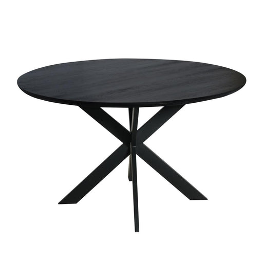 Eiken eettafel Ferris - Rond 130 cm - Zwart-Eettafels-Starfurn