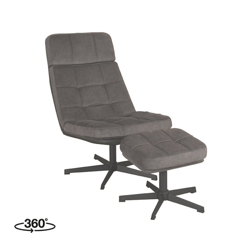 Fauteuil Alvar Antraciet Velvet Incl. Hocker 53x57x83 cm-Fauteuils-LABEL51