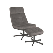 Fauteuil Alvar Antraciet Velvet Incl. Hocker 53x57x83 cm-Fauteuils-LABEL51