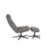 Fauteuil Alvar Antraciet Velvet Incl. Hocker 53x57x83 cm-Fauteuils-LABEL51