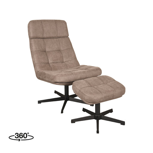 Fauteuil Alvar Taupe Kunstleder Incl. Hocker 53x57x83 cm-Fauteuils-LABEL51