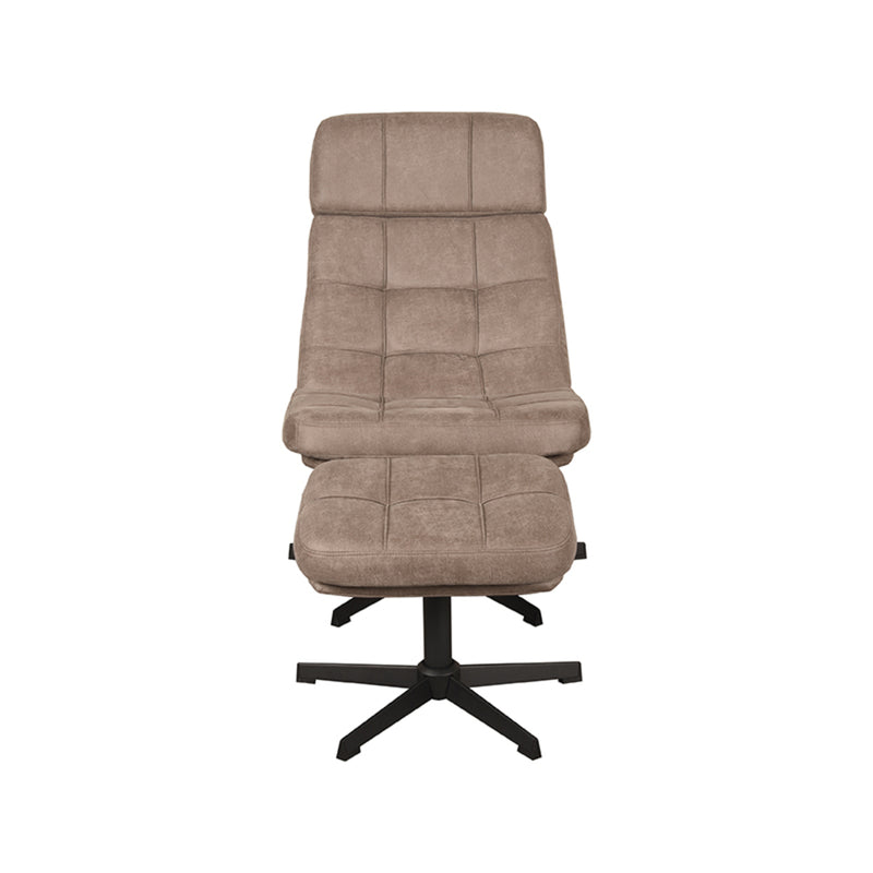 Fauteuil Alvar Taupe Kunstleder Incl. Hocker 53x57x83 cm-Fauteuils-LABEL51