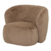 PTMD Aphrodite fauteuil in mocca kleur met zachte, bontachtige polyester bekleding en een rond design.