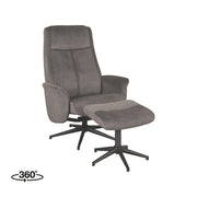 Fauteuil Bergen Naturel Velvet Incl. Hocker 77x76x105 cm-Fauteuils-LABEL51