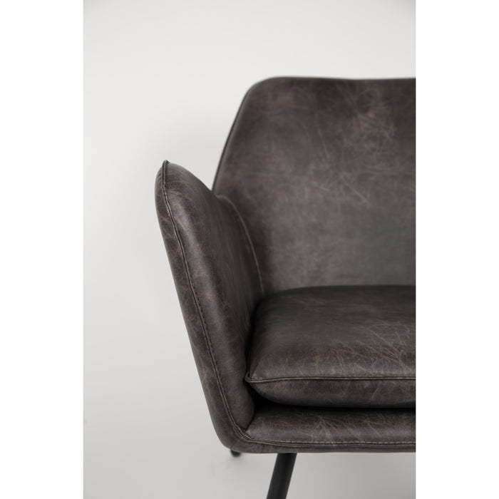 Fauteuil Bon Polyester,PU Leather Donkergrijs 76x80 cm-Fauteuils-Creating Home