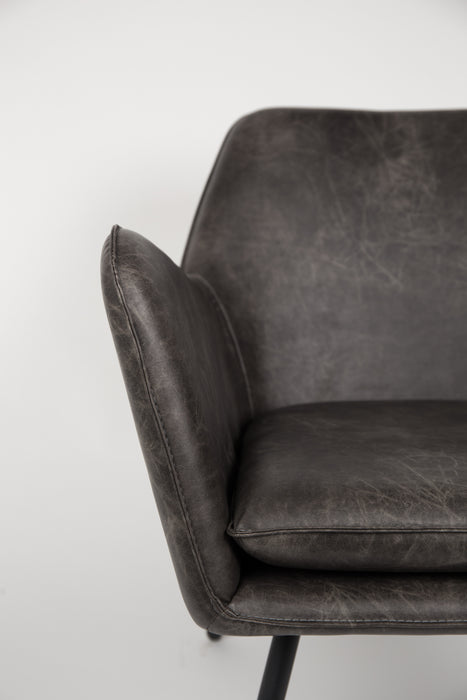 Fauteuil Bon Polyester,PU Leather Donkergrijs 76x80 cm-Fauteuils-Creating Home