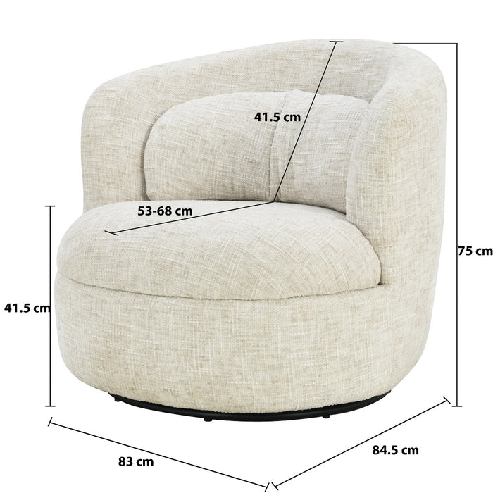 Fauteuil Britt Beige Draaibaar 84 cm-Fauteuils-Livingfurn