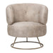 Beige Carice fauteuil van PTMD met ronde zitting, polyester bekleding en een slank metalen onderstel.