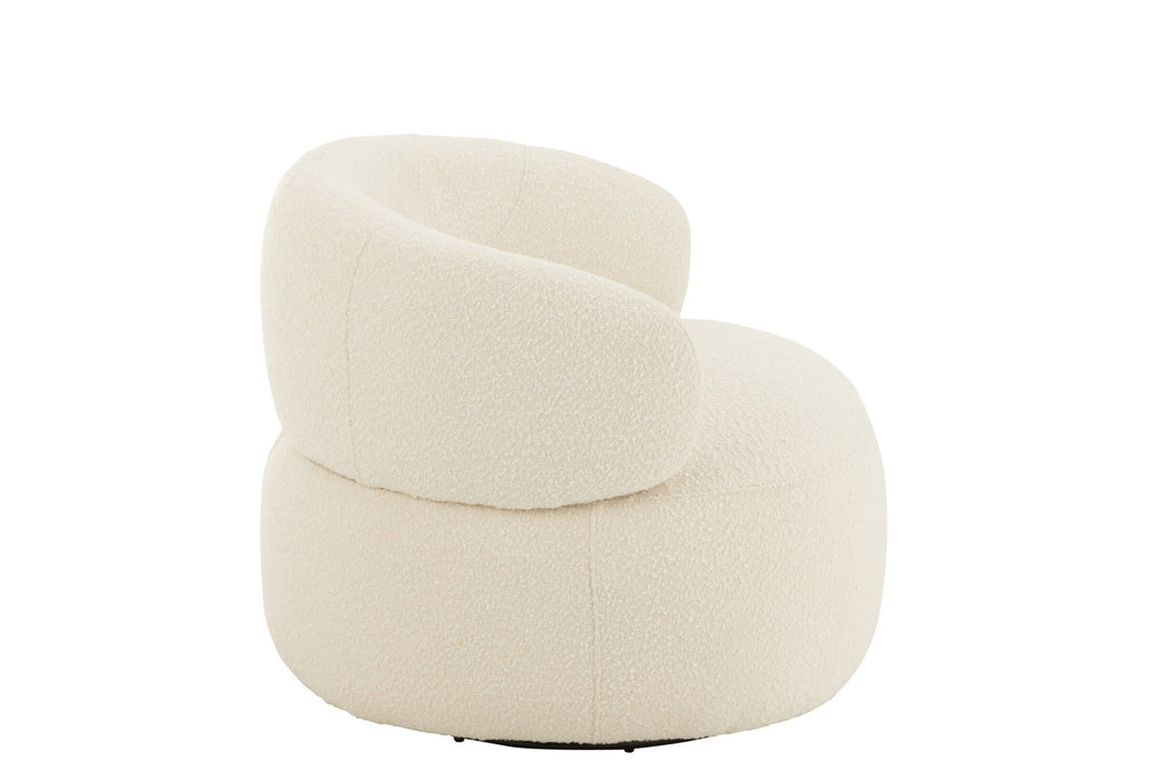 Sessel Creme Pappelholz Rund 85 cm