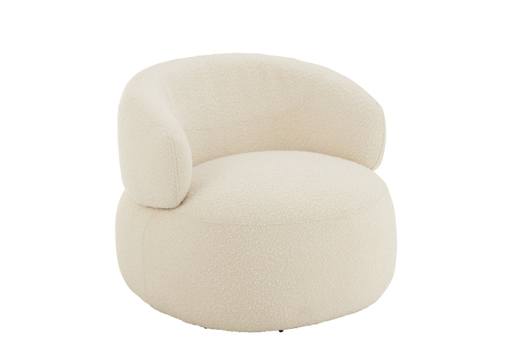 Sessel Creme Pappelholz Rund 85 cm