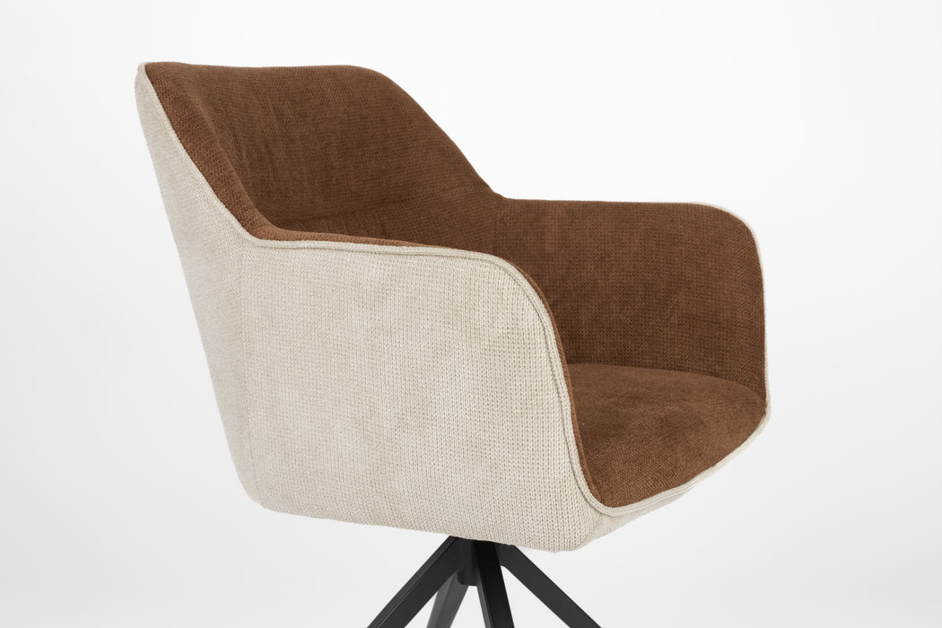 Fauteuil Daley Beige/bruin Polyester Bruin 63x62.5 cm-Fauteuils-Creating Home