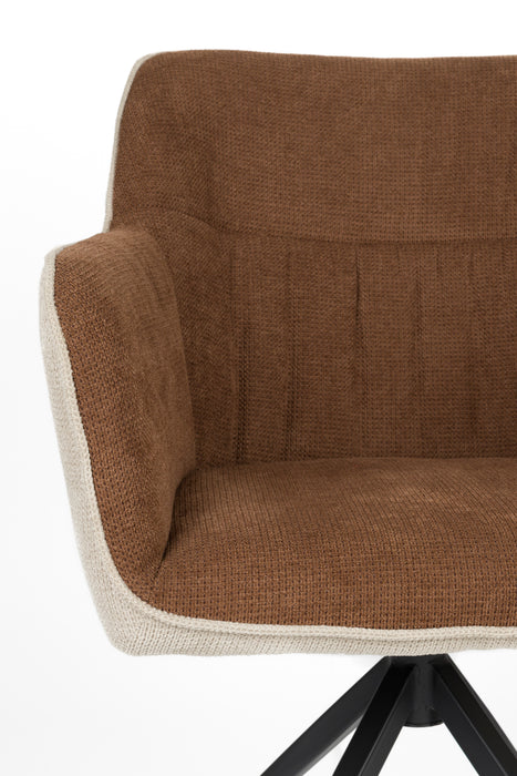 Fauteuil Daley Beige/bruin Polyester Bruin 63x62.5 cm-Fauteuils-Creating Home