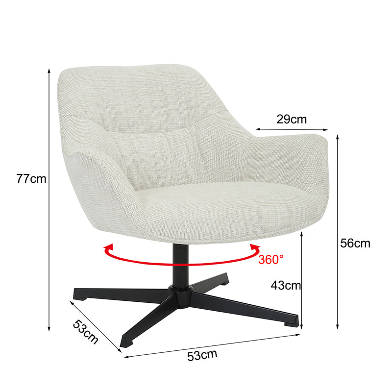 Fauteuil Daphne Greige Draaibaar 84 cm 84x78x77 cm-Fauteuils-Livingfurn