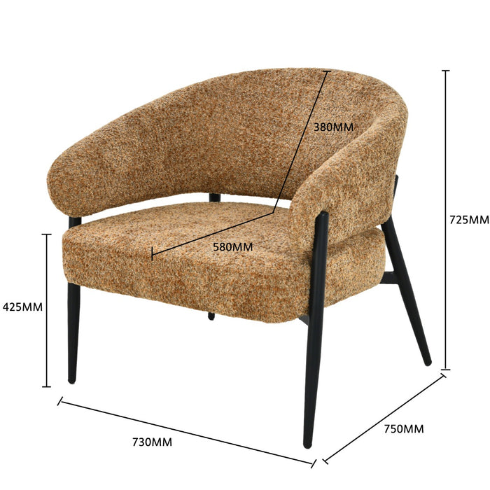 Fauteuil Dilan Cognac 73 cm 73x72.5x75 cm-Fauteuils-Livingfurn