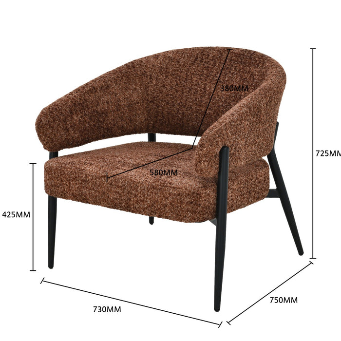 Fauteuil Dilan Hazelnoot 73 cm 73x72.5x75 cm-Fauteuils-Livingfurn