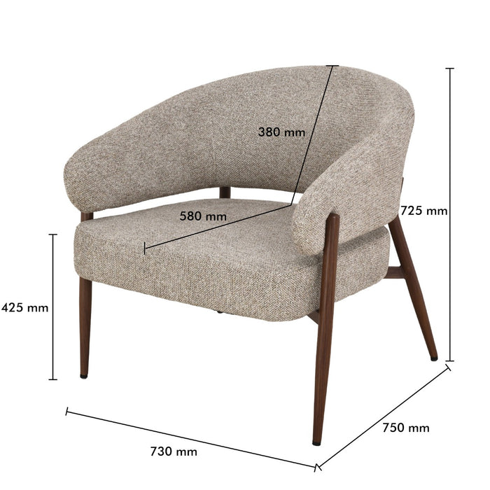 Fauteuil Dilan Stof Beige/Bruin