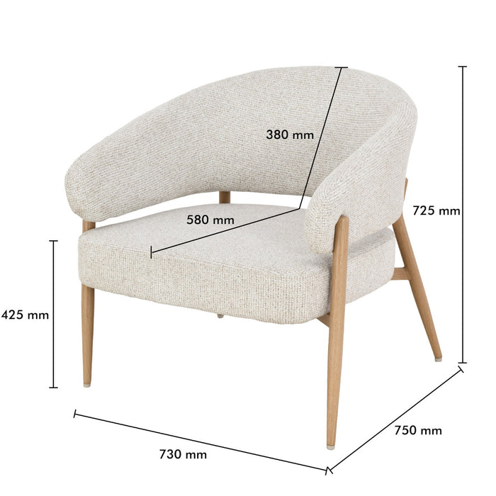 Fauteuil Dilan Stof Beige/Naturel