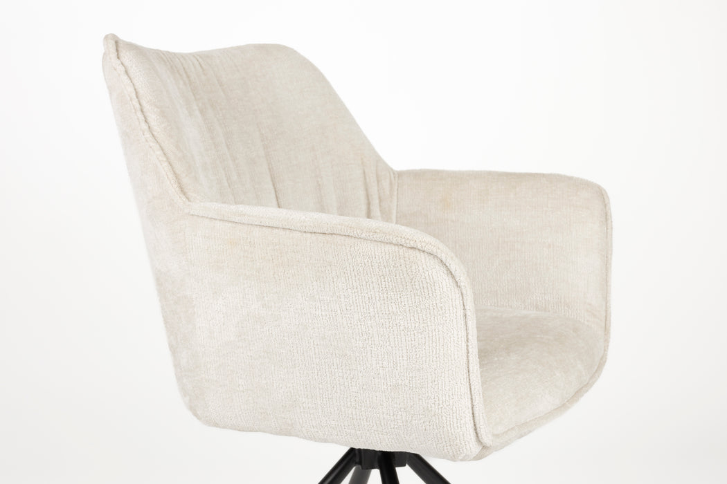 Fauteuil Draaibare Eetkamerstoel Kodak Polyester Beige 62x66 cm-Fauteuils-Creating Home