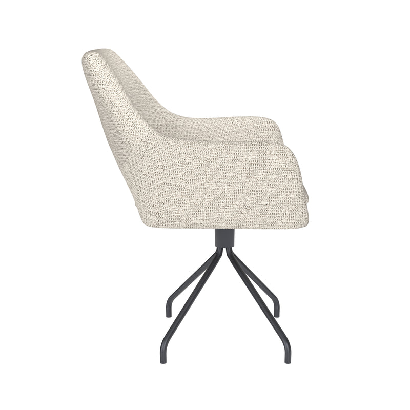 Draaibare Eetkamerstoel Mos Off-white Polyester Beige-Eetkamerstoelen-Creating Home